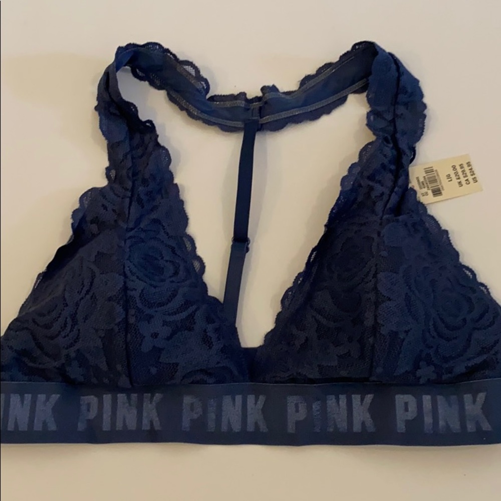 VS Pink Lace Halter Bralette size large